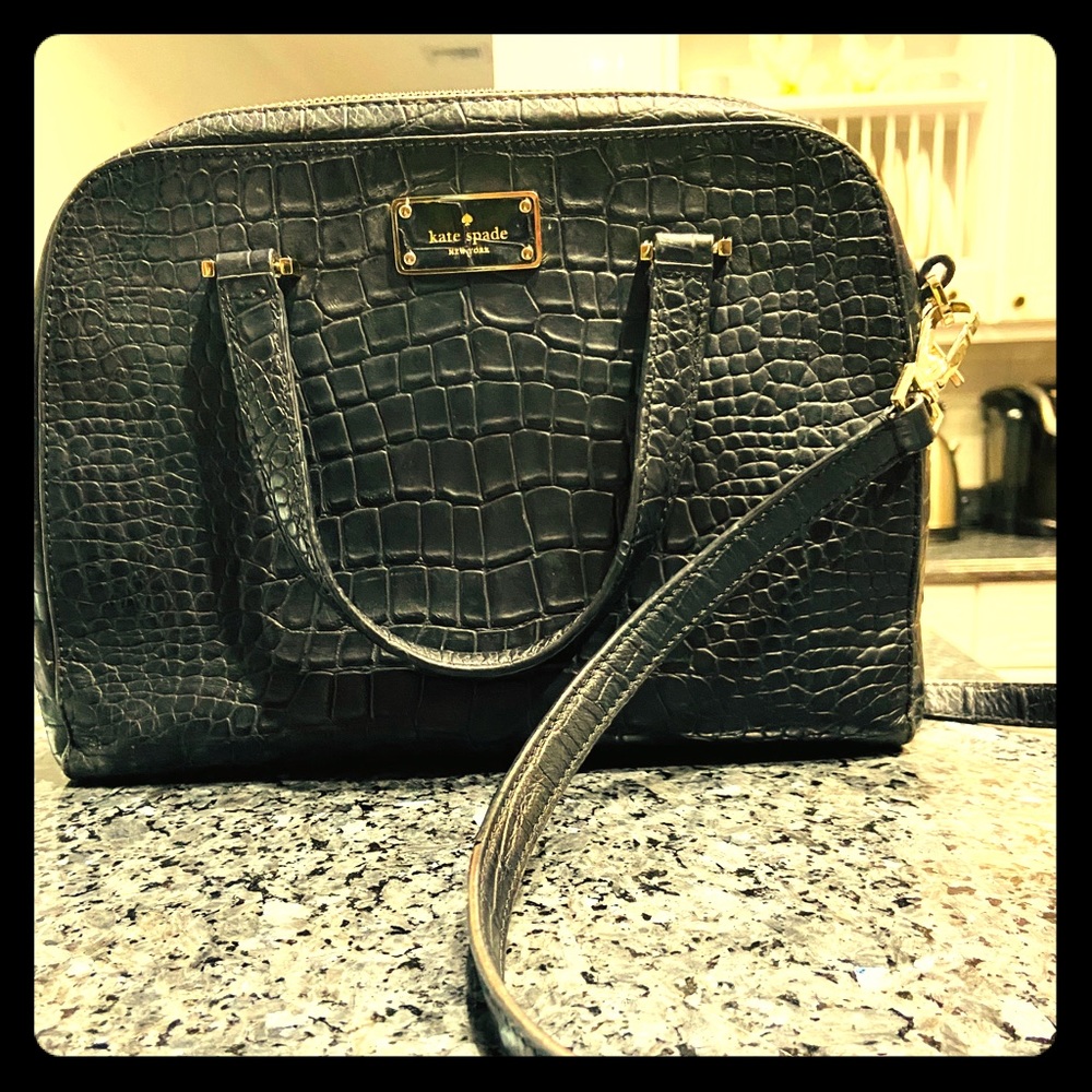 Black crocodile/ alligator print Kate Spade purse